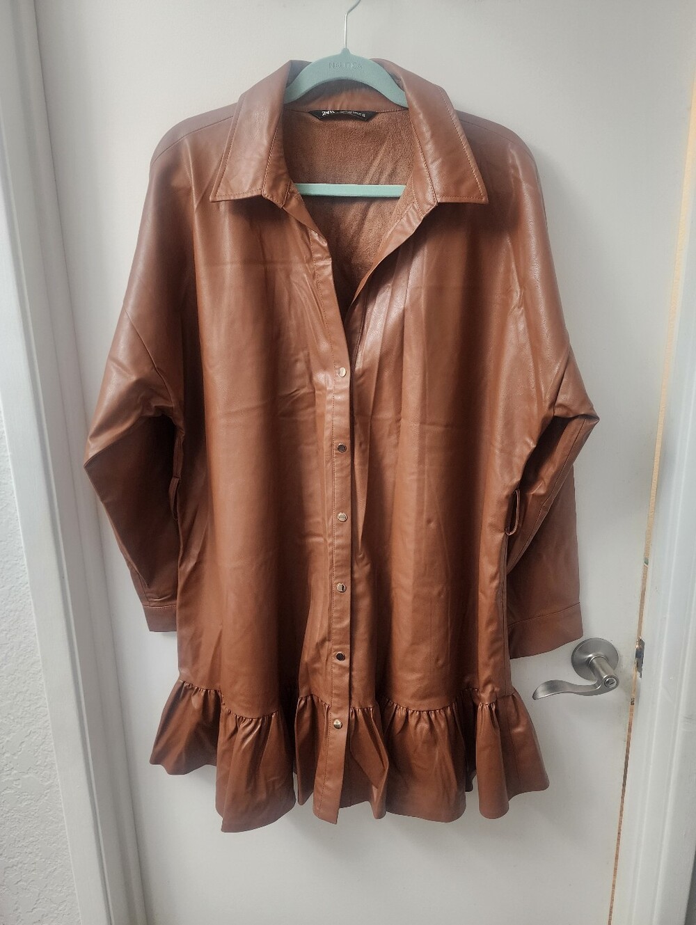 NEW DRESS FAUX LEATHER SIZE XXLARGE SNAP FRONT CLOSURE BY ZARA